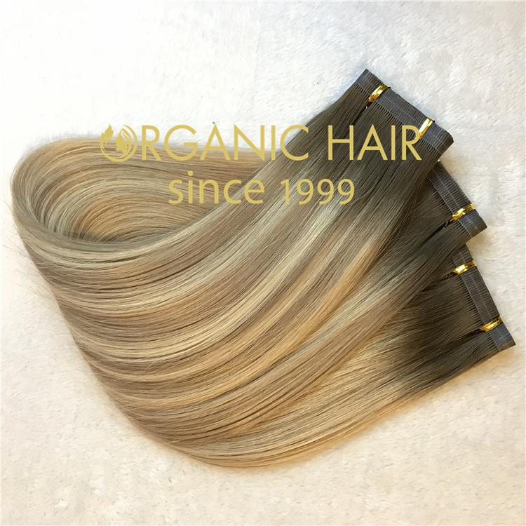 Hair extensions to order--Organic Hair Hybrid Hand-Tied  Weft  C6